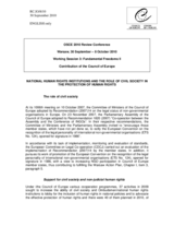 Contribution of the Council of Europe on National Human Rights Institution and The Role of Civil Society in the Protection of Human Rights