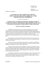 Statement by Mr. Andrey Kravchenko, Official Delegation of Kazakhstan