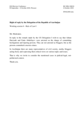 Right of reply by the Delegation of the Republic of Azerbaijan