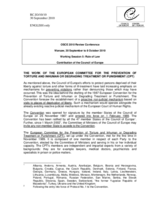 Contribution of the Council of Europe on the Work of the European Committee for the Prevention of Torture and Inhuman or Degrading Treatment or Punishment (CPT)