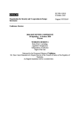 Statement by the Permanent Mission of Tajikistan, Mr. Shoev Isroil Nazaralievich, Deputy Director of the Council of Justice of the Republic of Tajikistan