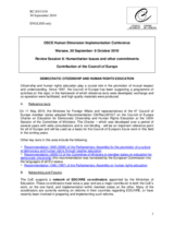 Contribution of the Council of Europe on Democratic Citizenship And Human Rights Education