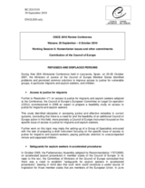 Contribution of the Council of Europe on Refugees and Displaced Persons