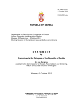 Statement by the Commissariat for Refugees of the Republic of Serbia