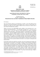 Statement of Monsignor Anthony R. Frontiero, Official of the Pontifical Council for Justice and Peace