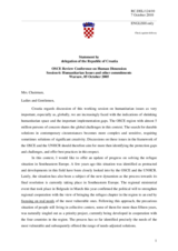 Statement by Delegation of the Republic of Croatia