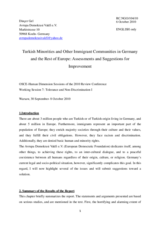 Turkish Minorities and Other Immigrant Communities in Germany and the Rest of Europe: Assessments and Suggestions for Improvement