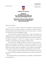 Statement by Mr Branko Socanac, M.A. Head of the Office for National Minorities Government of the Republic of Croatia