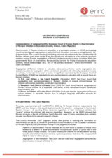 Implementation of Judgments of the European Court of Human Rights in Discrimination of Romani Children in Education (Croatia, Greece, Czech Republic)