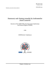 Summary and closing remarks by Ambassador Janez Lenarcic, Director of the OSCE Office for Democratic Institutions and Human Rights (ODIHR)