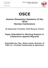 Statement by Mrs. Nalan Arkat, Director of TGD e.V. (Turkish Community in Germany)