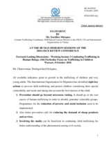 Statement by Ms. Eur&iacute;dice Marquez Counter-Trafficking Coordinator, IOM Special Liaison Mission to the OSCE, UN and International Organizations in Vienna
