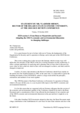 Statement by Mr. Vladimir Shimov, Rector of the Belarus State Economic University, former Minister of Economy of Belarus