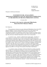 Statement by the Delegation of the Russian Federation in response to the report by the Head of the OSCE Mission to Moldova, Ambassador Philip Remler