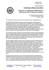 Statement by the Delegation of the United States in response to the report by the Head of the OSCE Mission to Moldova, Ambassador Philip Remler