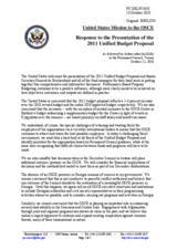 Statement by the Delegation of the United States in response to the Presentation by the OSCE Secretary General, Ambassador Marc Perrin de Brichambaut, of the 2011 Unified Budget Proposal