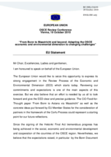 EU Statement, From Bonn to Maastricht and beyond, Adapting the OSCE Economic and Environmental dimension to changing challenges