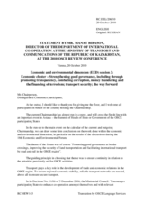 Statement by Mr. Manat Bibasov, Director of the Department, Ministry of Transport and Communication