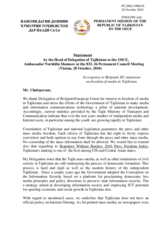 Statement by the Delegation of Tajikistan in response to the statement by the Belgian Presidency of the Council of the European Union on the media freedom in Tajikistan