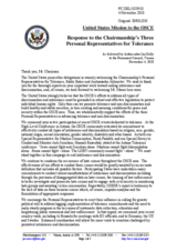 Statement by the Delegation of the USA in response to the reports by the Personal Representatives of the CiO on Combating Racism, Xenophobia and Discrimination; on Combating Anti-Semitism; on Combating Intolerance and Discrimination against Muslims