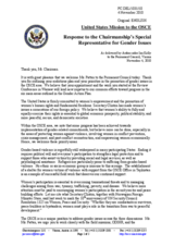 Statement by the Delegation of the United States in response to the report by the Special Representative of the OSCE Chairperson-in-Office on Gender Issues, Ms. Wendy Patten