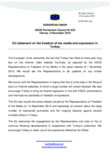 Statement by the Belgian Presidency of the Council of the European Union on the freedom of the media and freedom of expression in Turkey