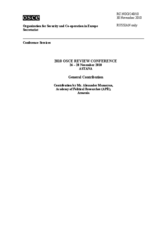 General Contribution by Mr. Alexander Manasyan, Academy of Political Researches