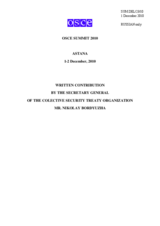 Written Contribution by the Collective Security Treaty Organization