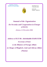Statement by H.E. Mr. Abdelhafidh Harguem, Secretary of State to the Tunisian Ministry of Foreign Affairs, Tunisia