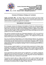 Croatia, Parliamentary Elections, 23 November 2003: Preliminary Statement