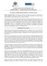 Belarus, Presidential Election, 19 December 2010: Preliminary Statement