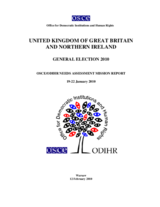 United Kingdom, General Election, 6 May 2010: Needs Assessment Mission Report United Kingdom, General Election, 6 May 2010: Needs Assessment Mission Report