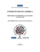 United States, Mid-Term Congressional Elections, 2 November 2010: Final Report United States, Mid-Term Congressional Elections, 2 November 2010: Final Report