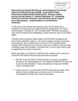 Intervention on Combating intolerance and discrimination and promoting mutual respect and understanding – implementation of commitments