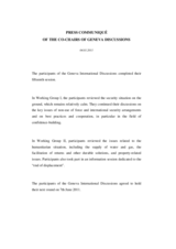 Press Communiqué of the Co-Chairs of the Geneva Discussions