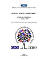 Bosnia and Herzegovina, General Elections, 3 October 2010: Final Report