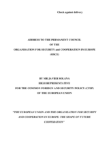 Full text of Mr Solana's speech