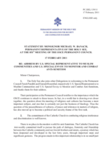 Statement by the Delegation of the Holy See in response to the address by Farah Pandith, U. S. Special Representative to Muslim Communities and Hannah Rosenthal, U. S. Special Envoy to Monitor and Combat Anti-Semitism