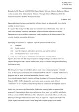 Statement by the Delegation of Japan in response to the address by the Minister For Foreign Affairs of Tajikistan, H.E. Hamrokhon Zarifi