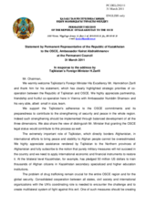 Statement by the Delegation of Kazakhstan in response to the address by the Minister For Foreign Affairs of Tajikistan, H.E. Hamrokhon Zarifi