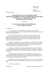 Statement by the Delegation of Belarus in response to the address by the Minister For Foreign Affairs of Tajikistan, H.E. Hamrokhon Zarifi