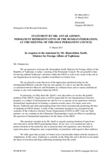 Statement by the Delegation of the Russian Federation in response to the address by the Minister For Foreign Affairs of Tajikistan, H.E. Hamrokhon Zarifi