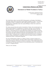 Statement by the United States Mission to the OSCE on media freedom in Turkey