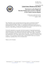 Statement by the Delegation of the United States on the recent developments in the Tskhinvali region