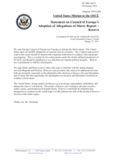 Statement by the Delegation of the United States on the resolution of the Parliamentary Assembly of the Council of Europe in connection with the Dick Marty Report