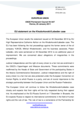 Statement by the Hungarian Presidency of the Council of the European Union on the case of Mr. M. Khodorkovskii and Mr. P. Lebedev in the Russian Federation