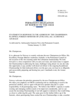 Statement by the Delegation of Norway in response to the address by the Chairperson-In-Office of the OSCE, Minister for Foreign Affairs of Lithuania, H.E. Audronius Ažubalis