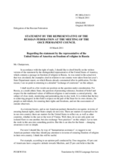 Statement by the delegation of the Russian Federation regarding the statement by the representative of the United States of America on freedom of religion in Russia