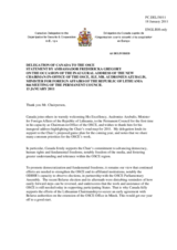 Statement by the Delegation of Canada in response to the address by the Chairperson-In-Office of the OSCE, Minister for Foreign Affairs of Lithuania, H.E. Audronius Ažubalis