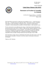 Statement by the Delegation of the United States on the recent developments in Armenia